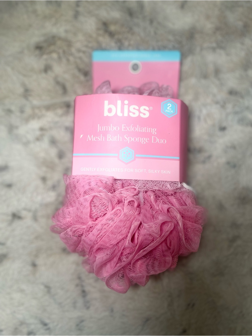 Bliss large Pink Mesh Bath Sponge Duo